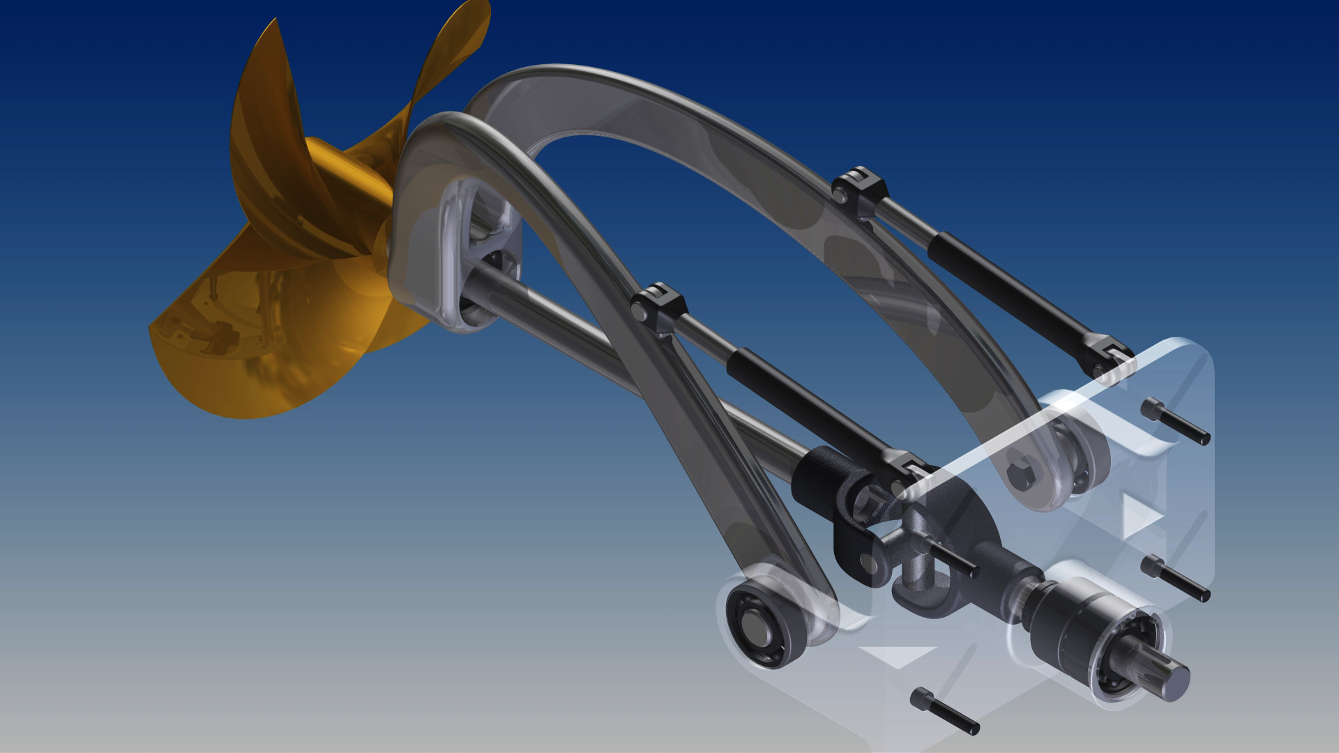 船舶推进机构3D图纸 艉机三维建模 STEP格式